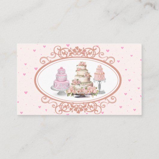 Carte de visite Mariage rose Cake Baker (Dos)