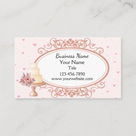 Carte de visite Mariage rose Cake Baker (Devant)