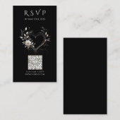 Carte De Visite Mariage RSVP QR code-Fleurs blanches avec un coeur (Devant / Derrière)