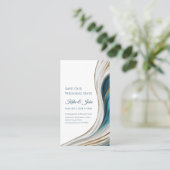 Carte De Visite Mariage Sauvez notre Date- Moderne Bleu et Or- (Debout devant)