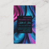 Carte De Visite Mariage Sauvons notre Date- Moderne Bleu et Rose- (Devant)