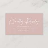 Carte De Visite Mariage script moderne rose pâle élégante réponse (Devant)