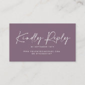 Carte De Visite Mariage script moderne violet lilas élégant répons (Devant)