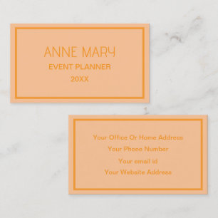 Carte De Visite Mariage Simple Couleur Personnalisée Corail Orange