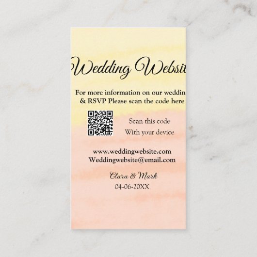 Carte De Visite Mariage site web ajouter Q R code scanner ajouter (Dos)