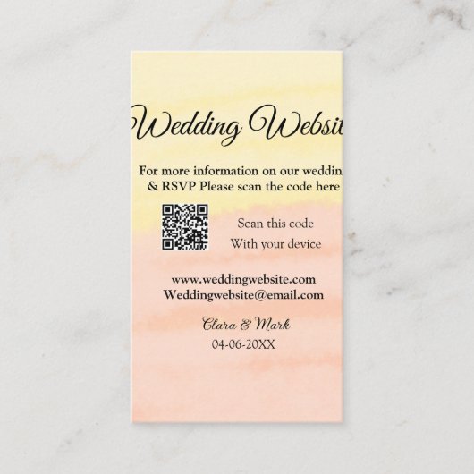 Carte De Visite Mariage site web ajouter Q R code scanner ajouter (Devant)
