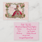 Carte De Visite Marie Antoinette et Roses roses (Devant / Derrière)