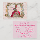 Carte De Visite Marie Antoinette et Roses roses (Devant / Derrière)