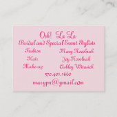 Carte De Visite Marie Antoinette et Roses roses (Dos)