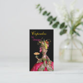 Carte De Visite Marie Antoinette paon et gâteau (Debout devant)