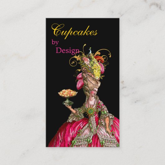 Carte De Visite Marie Antoinette paon et gâteau (Devant)