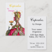 Carte De Visite Marie Antoinette paon et gâteau (Devant / Derrière)