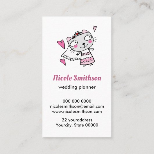 Carte De Visite mariée chat doodle (Devant)