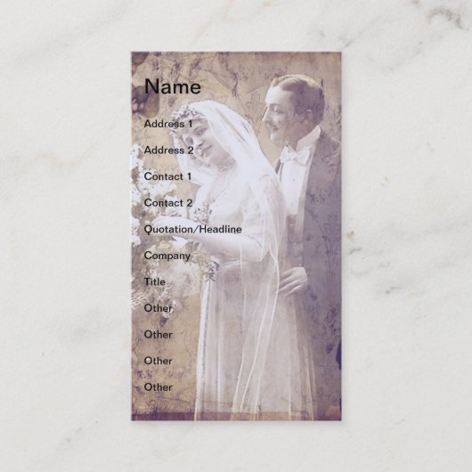 Carte De Visite Mariée vintage et salle (Devant)