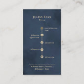 Carte De Visite Marine Artistique de luxe moderne bleu et or (Dos)