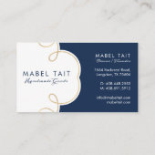 Carte De Visite Marine Bleu Bande Motif & Elegant Crest (Dos)