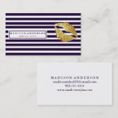 Carte De Visite Marine Bleu & Blanc Chic Lièvres d'or - Artiste de (Devant / Derrière)