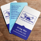 Carte De Visite Marine Bleu / Blanc Marine Services Logo QR Code U