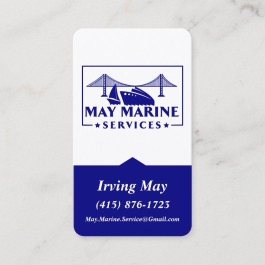 Carte De Visite Marine Bleu / Blanc Marine Services Logo QR Code U (Devant)