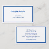 Carte De Visite Marine Bleu Blanc Minimal Professionnel Entreprise (Devant / Derrière)