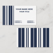 Carte De Visite Marine Bleu Blancs Préppy Moderne (Devant / Derrière)