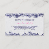 Carte De Visite Marine bleu et blanc Floral Paisley dentelle (Dos)