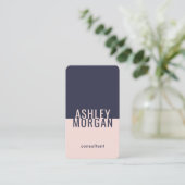 Carte De Visite Marine Bleu et rose Élégant Simple Moderne Vertica (Debout devant)