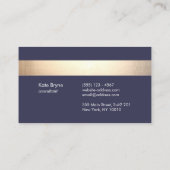 Carte De Visite Marine Bleu - Gold Stripe Moderne Design (Dos)