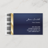 Carte De Visite Marine Bleu Gold Stripe Musique Piano Enseignant (Devant)