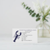Carte De Visite MARINE Bleu Homard Fruits de mer Noir Simple Nauti (Debout devant)