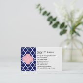 Carte De Visite Marine Bleu Marocain #5 Rose 3 Monogramme initial (Debout devant)