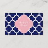 Carte De Visite Marine Bleu Marocain #5 Rose 3 Monogramme initial (Dos)