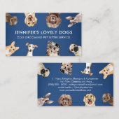 Carte De Visite Marine Bleu mignon Chiens de petite taille Pet Sit (Devant / Derrière)