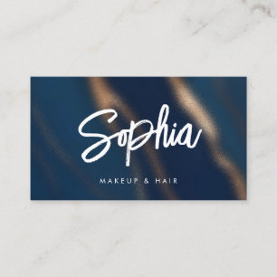 Carte De Visite Marine Bleu or QR Code Beauté Elégant luxe