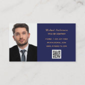 Carte De Visite Marine bleu or skyline immobilier QR code photo (Dos)