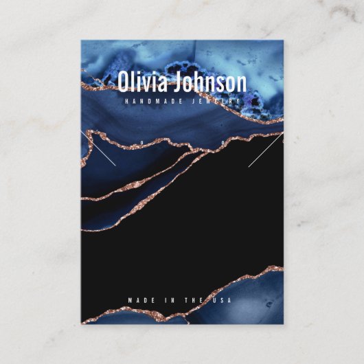 Carte De Visite Marine Blue Agate Bijoux Boucles d'oreilles Écran  (Devant)