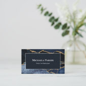 Carte De Visite Marine Blue Agate Geode Blanc Professionnel (Debout devant)