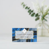 Carte De Visite Marine Blue Agate Gold Initiales Logo Maquillage A (Debout devant)