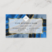Carte De Visite Marine Blue Agate Gold Initiales Logo Maquillage A (Dos)