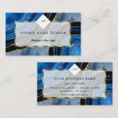 Carte De Visite Marine Blue Agate Gold Initiales Logo Maquillage A (Devant / Derrière)