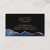 Carte De Visite Marine Blue Black Gold Foil Agate Notaire Public (Dos)