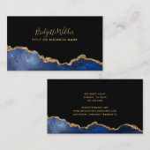 Carte De Visite Marine Blue Black Gold Parties scintillant Agate  (Devant / Derrière)