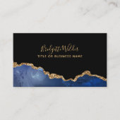 Carte De Visite Marine Blue Black Gold Parties scintillant Agate  (Devant)