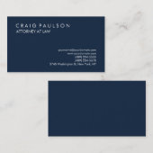 Carte De Visite Marine Blue Elegant Plain Professionnel (Devant / Derrière)