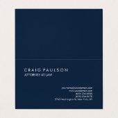 Carte De Visite Marine Blue Elegant Plain Professionnel (Extérieur déplié)