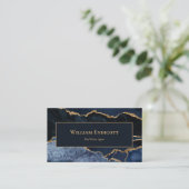 Carte De Visite Marine Blue Gold Agate Immobilier Professionnel (Debout devant)