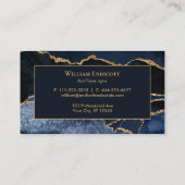 Carte De Visite Marine Blue Gold Agate Immobilier Professionnel (Dos)