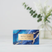 Carte De Visite Marine Blue Gold Chic Marbre Agate (Debout devant)