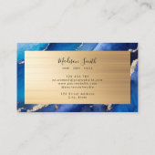 Carte De Visite Marine Blue Gold Chic Marbre Agate (Dos)