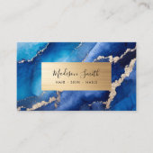 Carte De Visite Marine Blue Gold Chic Marbre Agate (Devant)